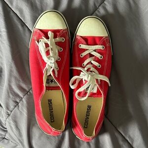 Converse Thin Red and White Canvas Shoes